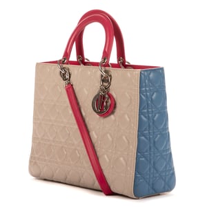 Dior Lady Large en Marfil/Rojo/Azul Piel de becerro