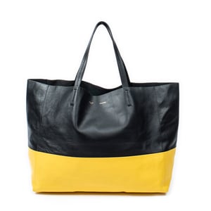 Celine Bicolor Horizontal Cabas Tote  en Negro/Amarillo Piel de becerro