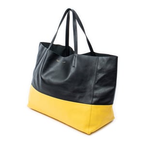 Celine Bicolor Horizontal Cabas Tote  en Negro/Amarillo Piel de becerro