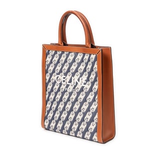 Celine Small Vertical Cabas Tote  en Azul/Marrón Lienzo