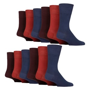 12 Pares de Calcetines para Hombre Gentle Grip Top Diabéticos | Calcetines de Algodón No Elásticos