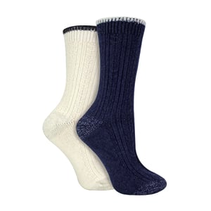 Paquete de 2 pares de calcetines de mujer con talón y puntera de punto trenzado