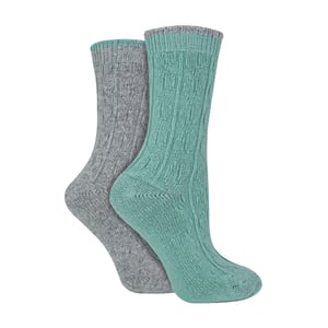 Paquete de 2 pares de calcetas de mujer con punta y talón de punto trenzado