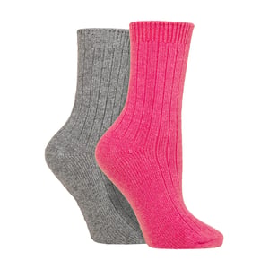 Paquete de 2 pares de calcetines de cama de lana de cachemira para mujeres para dormir