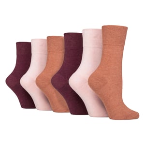 Paquete de 6 calcetines diabéticos para mujeres de algodón sin elasticidad con punta sin costuras