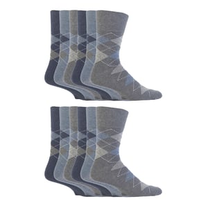 12 Pares de Calcetines de Hombre con Sujeción Suave y Parte Superior Suelta | Calcetines Extra Anchos Sin Elastano