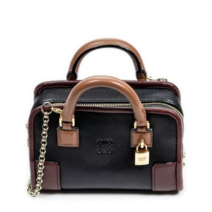 Loewe Micro Mini Amazona  en Negro/Burdeos/Marrón Piel de becerro