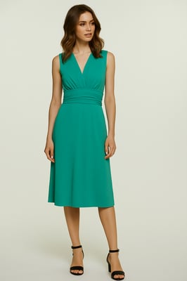 Vestido con escote en V y fajín