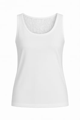 Top sin mangas para mujer: parte delantera de jersey micromodal y parte trasera de encaje de poliamida
