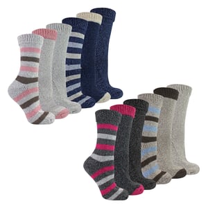 12 Pares de Calcetines de Botas para Dama sin Elástico con Rayas