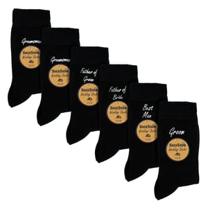 6 Pares de Calcetines de Boda para Hombre en Negro y Marino con Caja de Regalo