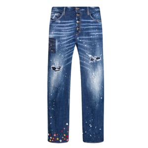 Vaqueros Azules Con Estampado Floral Roadie Jean De Dsquared2
