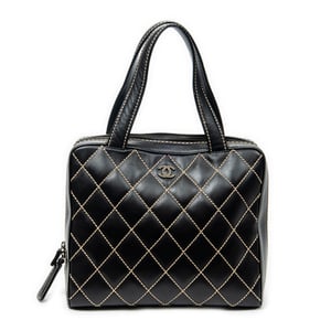 Chanel CC Wild Stitch Square Tote  en Negro Piel de becerro