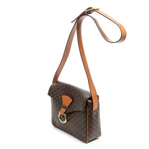 Celine Square Flap Crossbody  en Marrón Lona recubierta