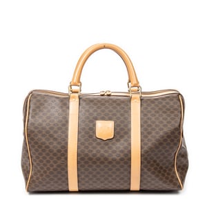 Celine Vintage Medium Travel Boston  en Marrón/Beige Lona recubierta