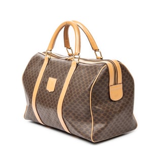 Celine Vintage Medium Travel Boston  en Marrón/Beige Lona recubierta