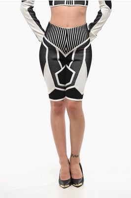Shorts de ciclista de cintura alta en dos tonos, blanco y negro