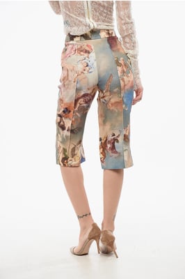 Bermudas de lino estampado multicolor