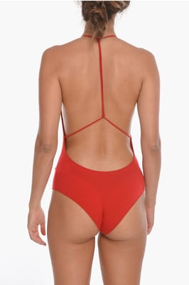 Body COSY de mezcla de cachemira con espalda descubierta en rojo
