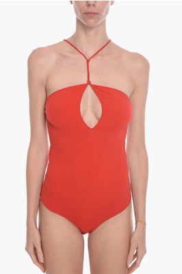 Body GAUGE con espalda descubierta en mezcla de cachemira en rojo