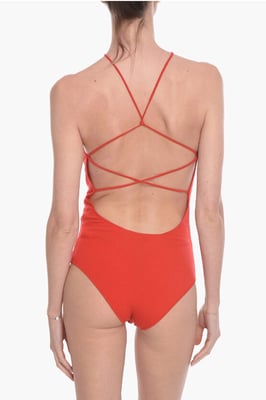 Body GAUGE con espalda descubierta en mezcla de cachemira en rojo