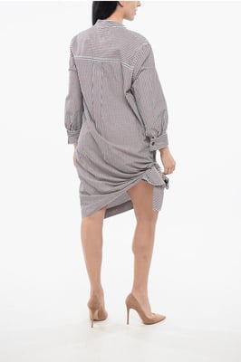 Vestido camisero de rayas con detalle de nudo en multicolor