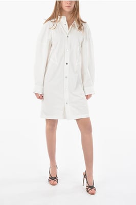Vestido camisero compacto con botones a presión en blanco