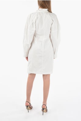 Vestido camisero compacto con botones a presión en blanco