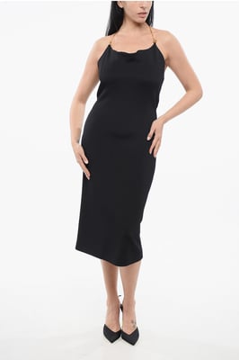 Vestido de viscosa con cadena metálica en color negro