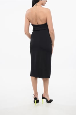 Vestido de viscosa con cadena metálica en color negro