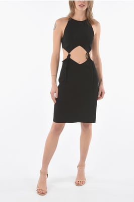 Minivestido con detalle de abertura y cordones en negro