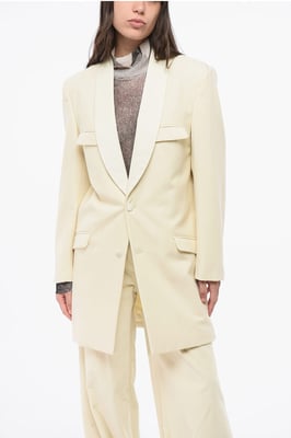 Blazer de lana MM0 de dos botones con bolsillos de solapa en beige