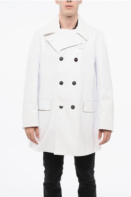 Gabardina impermeable MM14 con cuello de terciopelo en color blanco