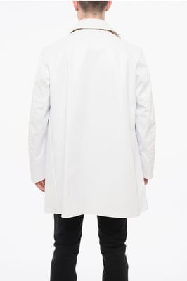 Gabardina impermeable MM14 con cuello de terciopelo en color blanco