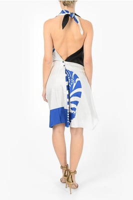 Vestido drapeado de cuello halter ZEBRA en azul