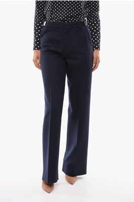 Pantalones de lana de corte regular en azul