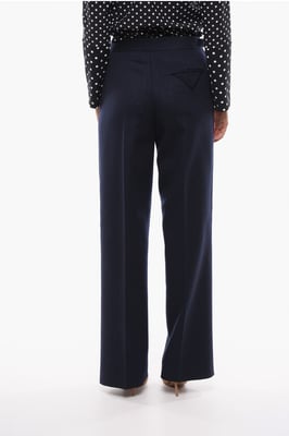 Pantalones de lana de corte regular en azul