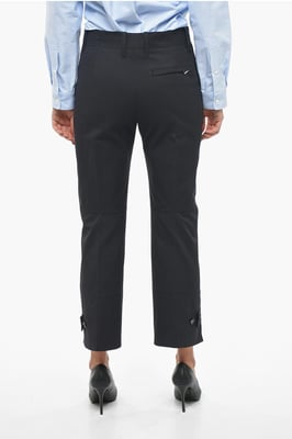 Pantalones de sarga de algodón con corte cónico en azul