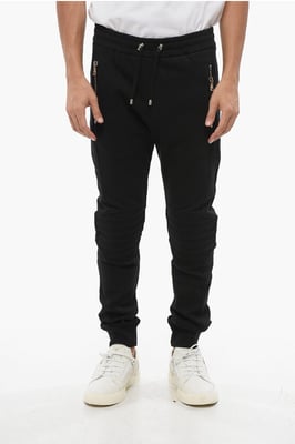 Joggers biker de algodón cepillado con logotipo grabado en negro