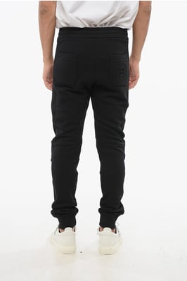 Joggers biker de algodón cepillado con logotipo grabado en negro