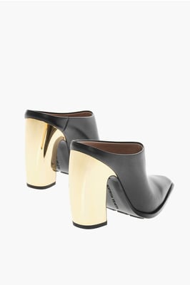 Mules TOKYO de piel con tacón metálico de 11 cm en color negro