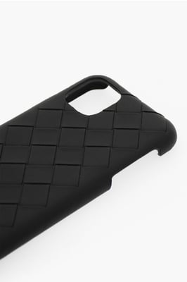 Funda de piel Intreccio para iPhone 11 en color negro
