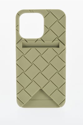 Funda trenzada para iPhone 13 Pro con tarjetero externo en verde