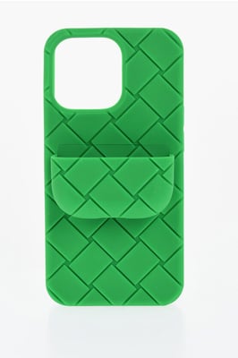 Funda trenzada para iPhone 13 Pro con soporte para Airpods en verde