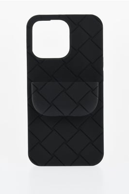 Funda trenzada para iPhone 13 Pro con soporte para AirPods en color negro