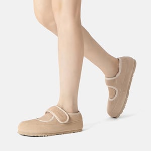EVER AU Australia Mujeres Pantuflas de Piel de Oveja con Correa Ajustable en Verde Azulado