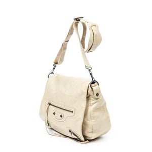 Balenciaga Folk Messenger  en Beige Piel de becerro