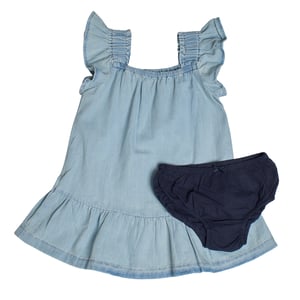 Conjunto de 2 Piezas Vestido Vaquero y Braguita 602112 para Bebé Niña