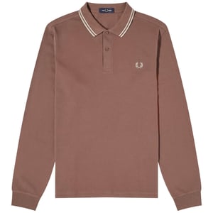 Polo Fred Perry De Manga Larga En Color Marrón Ladrillo Granate
