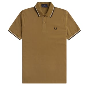 Polo Marrón Con Cuello Con Ribete Doble De Fred Perry